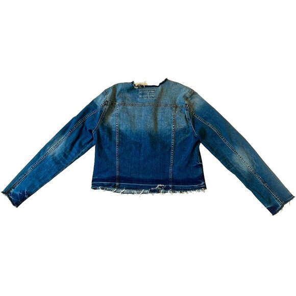 Ann Taylor Loft Medium Women's Distressed Cropped Jean Jacket - Picture 2 of 8
